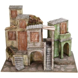 Borgo con case e botteghe cm 50x30x38,5 h