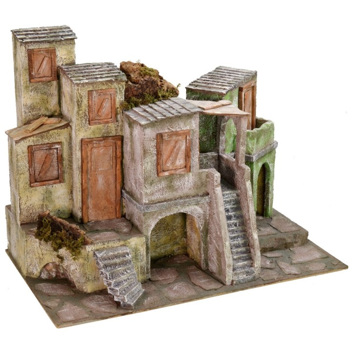 Borgo con case e botteghe cm 50x30x38,5 h