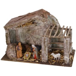 Hut with fence 29,2x14,4x18,8 h cm complete with Landi Nativity