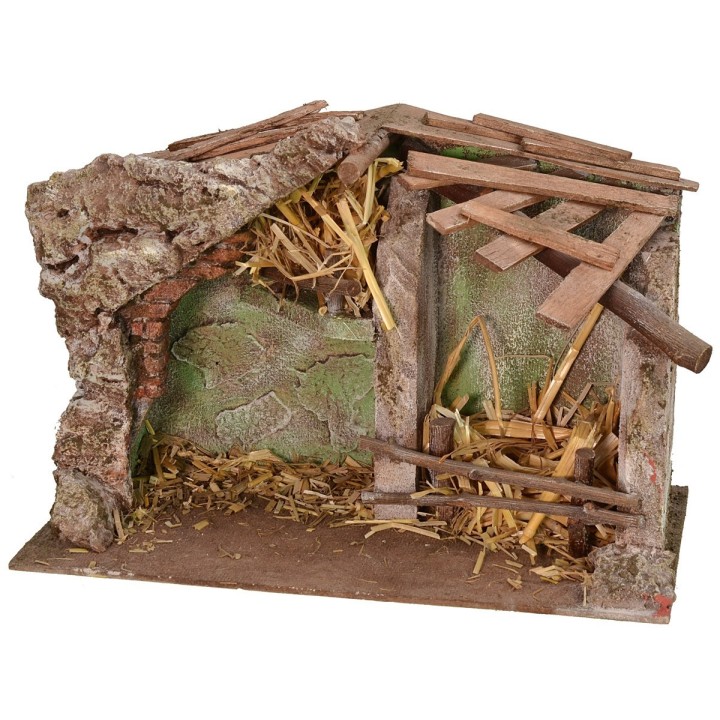 Cabaña con granero de 29x14,7x20,5 cm de alto para Natividad de