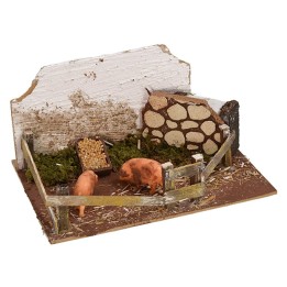 Enclosure with pigs and towards sound 20x14x11 h cm