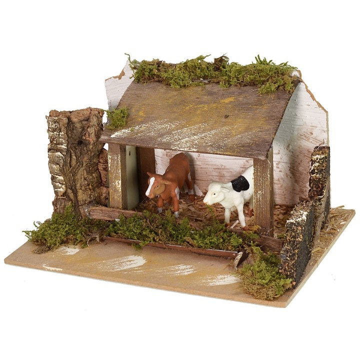 Recinto con mucche e verso sonoro 20x14x10,5 h cm