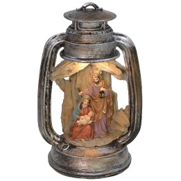 Linterna iluminada con Natividad en resina
