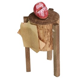 Wooden butcher block with meat ø 3.5x8.4 h cm