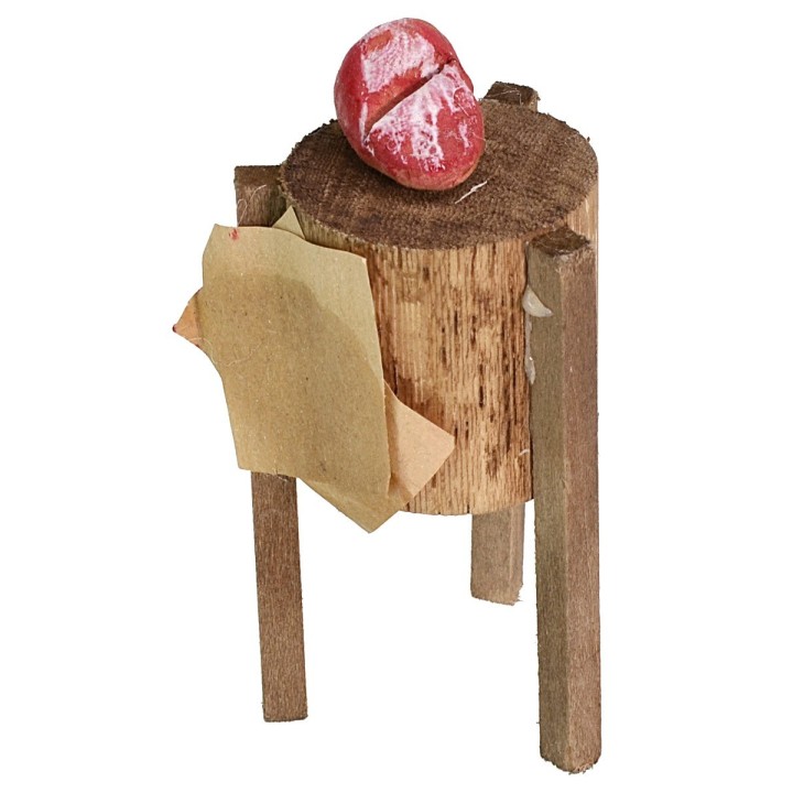 Ceppo macellaio in legno con carne ø 3,5x8,4 h cm