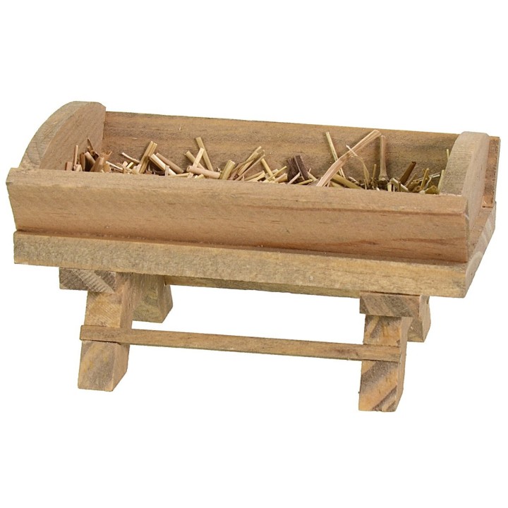 Wooden manger with hay cm 8,5x4,8x4,8 h