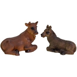 Set bue e asino in resina per statue 8 cm