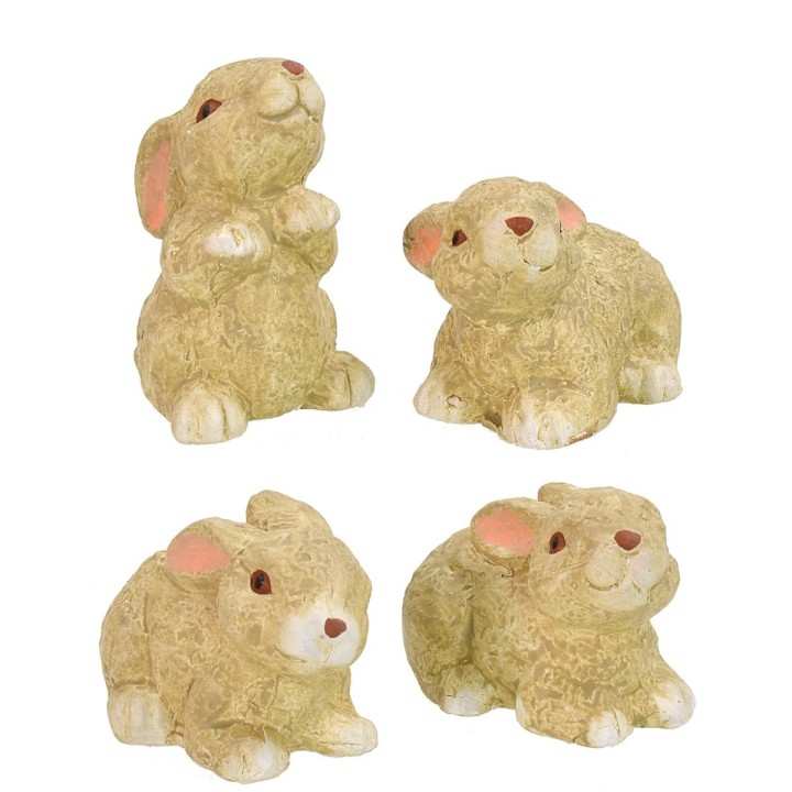 Juego de 4 conejos de resina de 6 cm