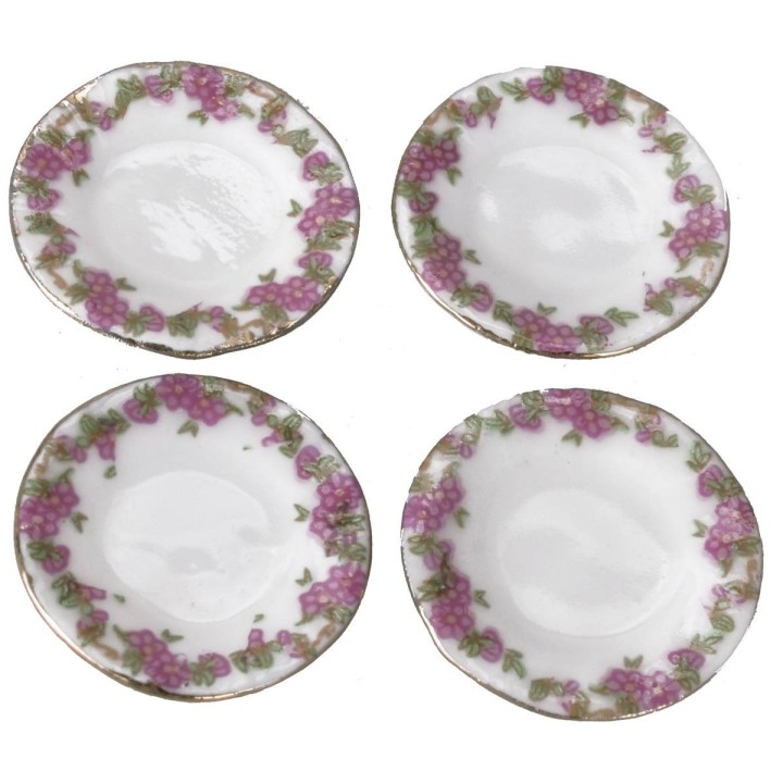 Juego de 4 platos de cerámica con borde decorado ø 2 cm
