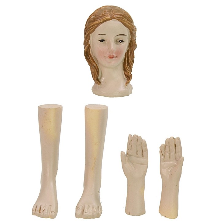 Cabeza, manos, pies de mujer para estatuas de 14-15 cm de altura
