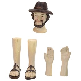 Head, hands, feet of man with hat for statues cm 14-15 h
