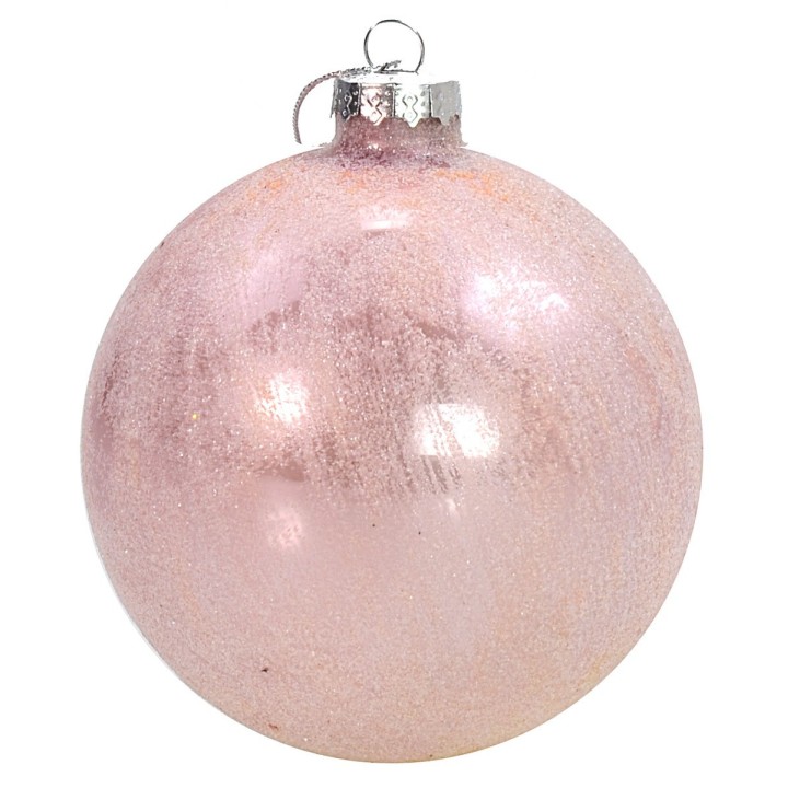 Pallina rosa antico brillantata ø 7 cm per albero di Natale