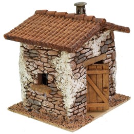 Casa in resina con camino cm 19,5x16,6x22 h per statue da 10 cm