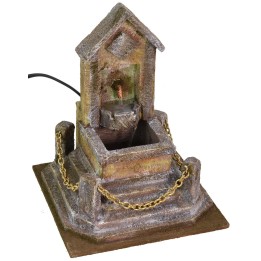 Fuente con escaleras y cadena dorada de 18x18x23,5 cm de altura