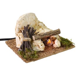 Fuoco per presepe funzionante a corrente cm 13x12x8 h