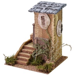 Casa per presepe con scala ed albero cm 18x17x21,5 h