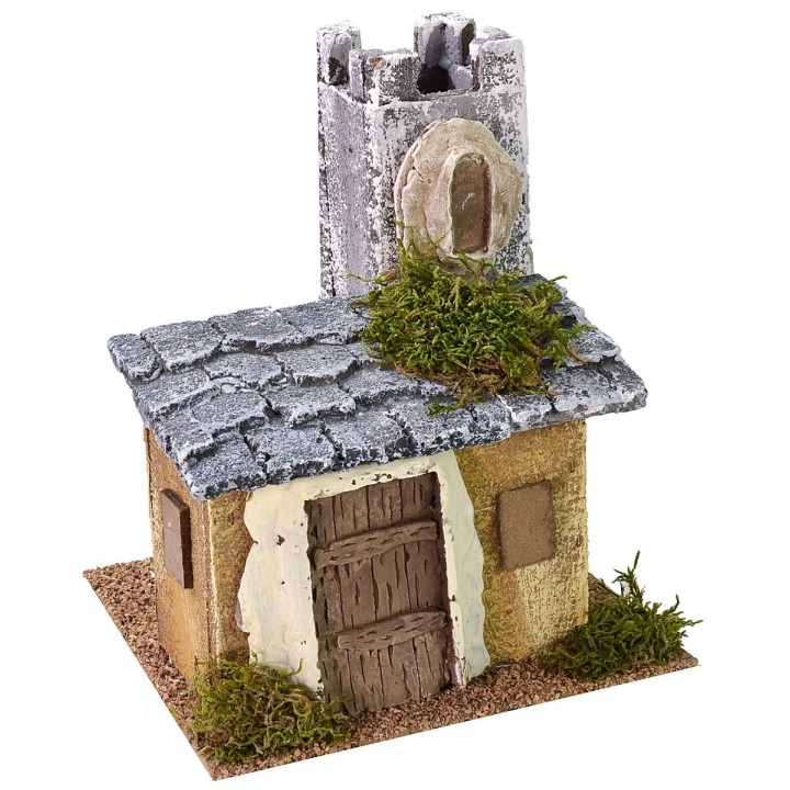 House for nativity scene with turret 18x17x21 cm h
