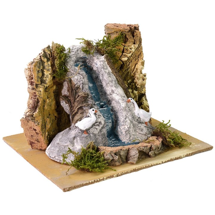 Cascada con gansos para belén cm 19x16x12,7 h