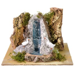 Cascada con gansos para belén cm 19x16x12,7 h