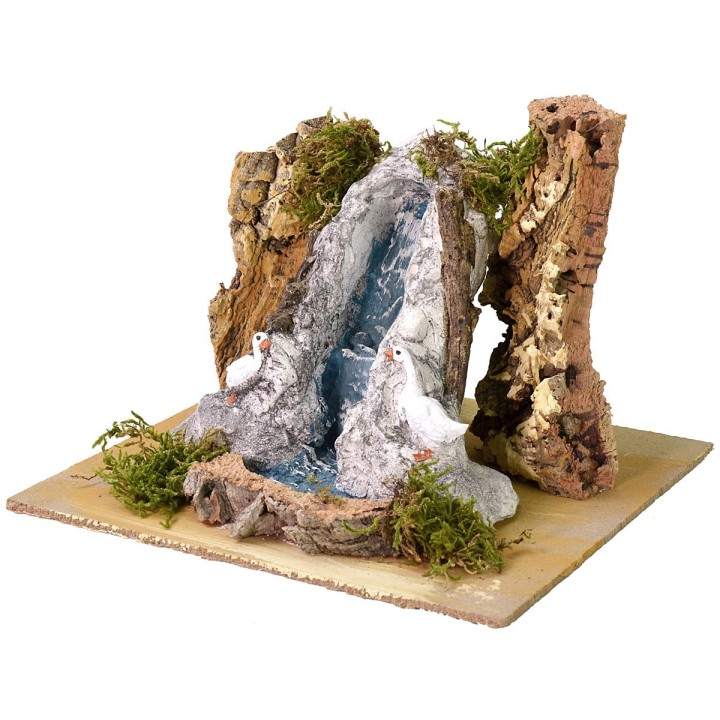 Cascada con gansos para belén cm 19x16x12,7 h