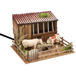 Stalla con mucche in movimento Landi Moranduzzo cm 23x21x16 h
