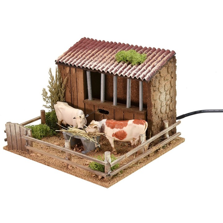 Establo con vacas en movimiento Landi Moranduzzo cm 23x21x16 h