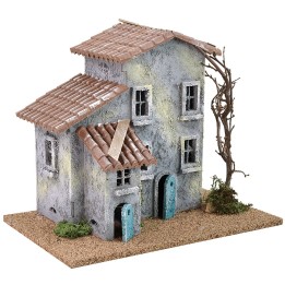 Casa para belén con árbol de 24,5x16x21 cm h