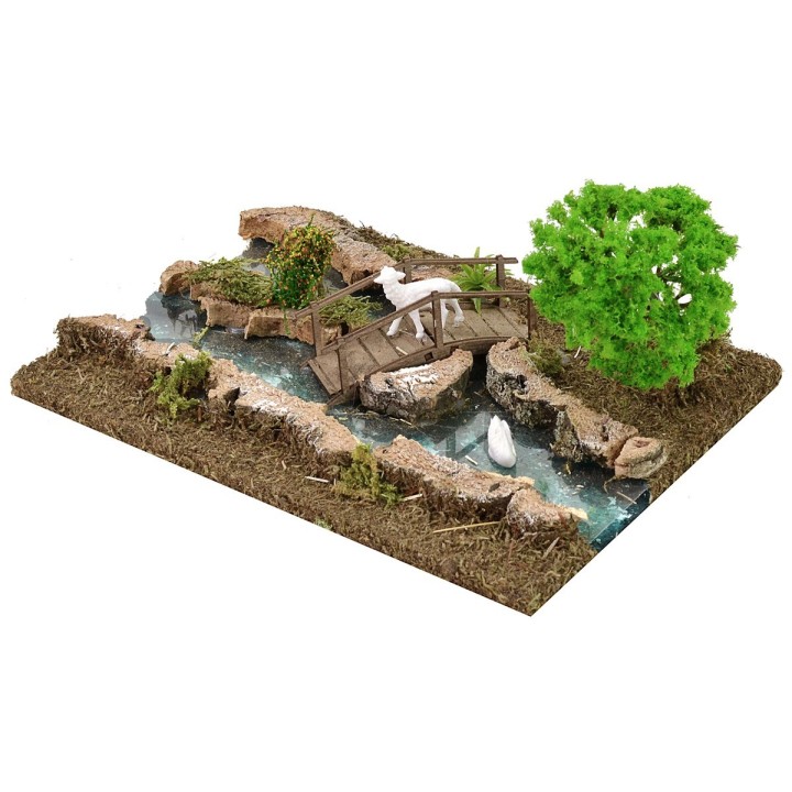Fiume effetto profondità per presepe cm 26x18x12 cm