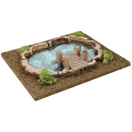 Lago con pontile effetto profondità per presepe cm 25x23x5 h