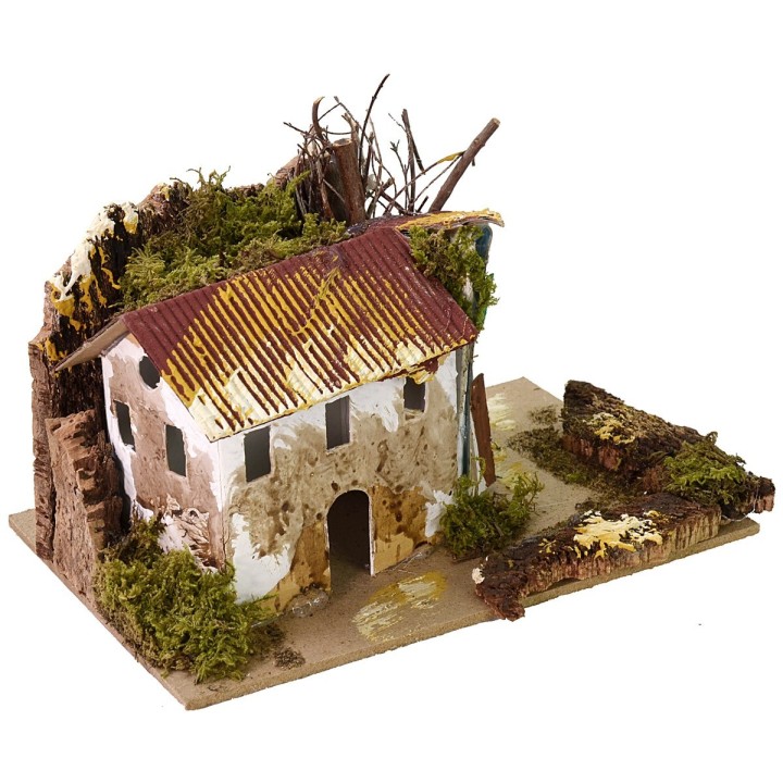 Casetta con cascina per presepe cm 15x10,5