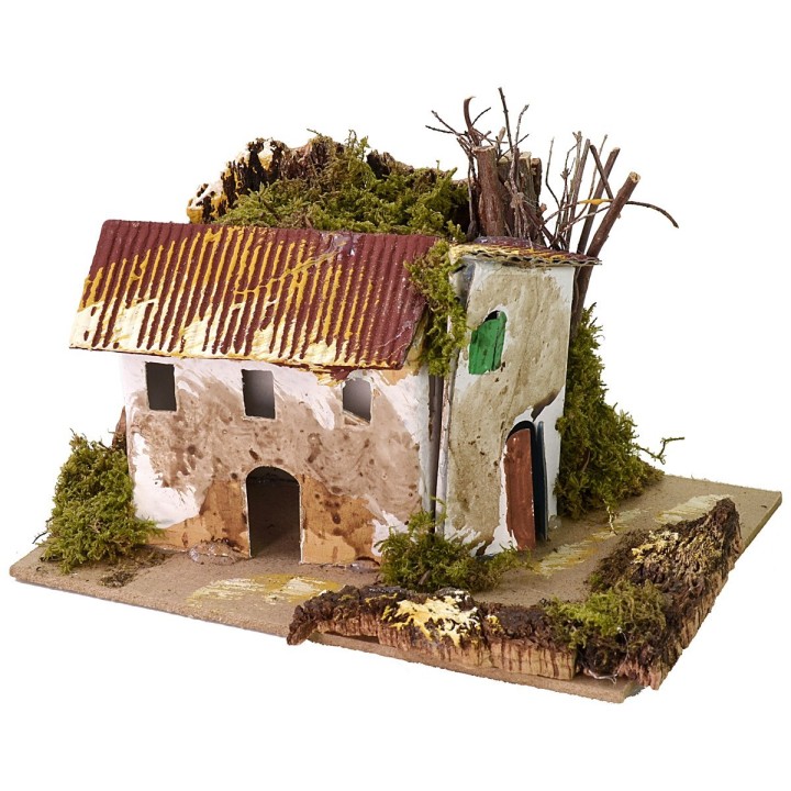 Casetta con cascina per presepe cm 15x10,5