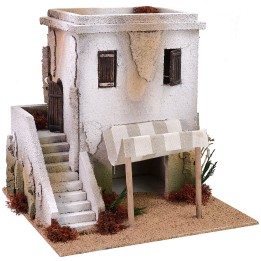 Casa araba con bottega e scalinata cm 28x28x28 h