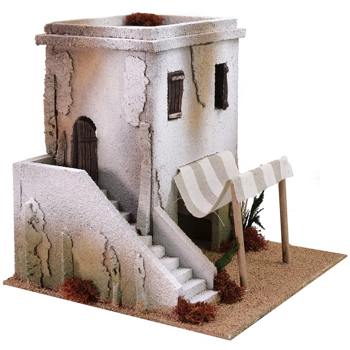 Casa árabe con tienda y escalera de 28x28x28 cm h
