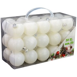 Juego de 30 bolas blancas con brillo ø 5 cm para árbol de
