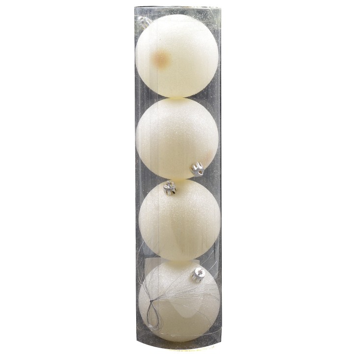 Juego de 4 bolas blancas de ø 8 cm para árbol de Navidad