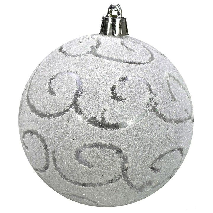 White ball with glitter ø 8 cm Christmas