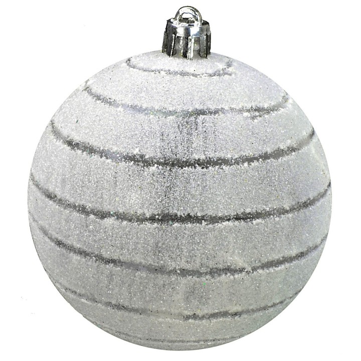 Pallina 8 cm bianca glitter con righe