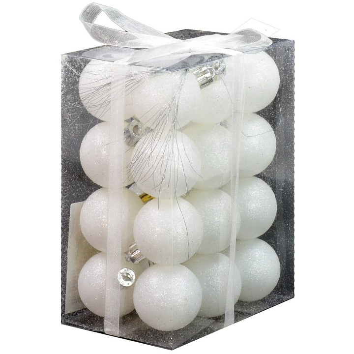 Juego de 24 bolas blancas brillantes de ø 4 cm para árbol de