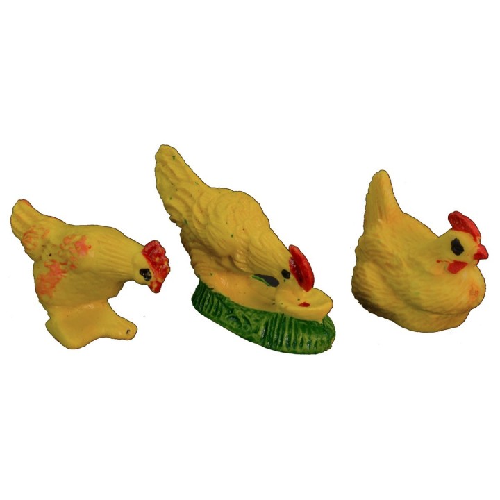 Juego de 7 gallinas en PVC de 2,5-4 cm