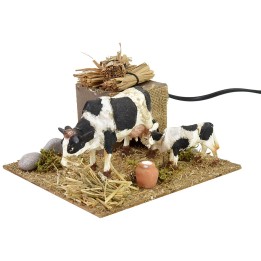 Vaca y ternero en movimiento cm 15x15,5x10 h