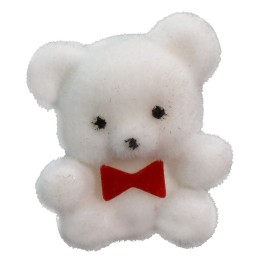 White plush with red bow 3 cm