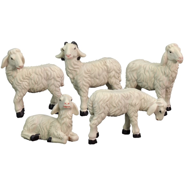 Set 5 pecore in resina per statue da 15 cm
