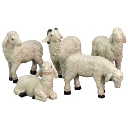 Conjunto de 5 ovejas de resina para estatuas de 15 cm