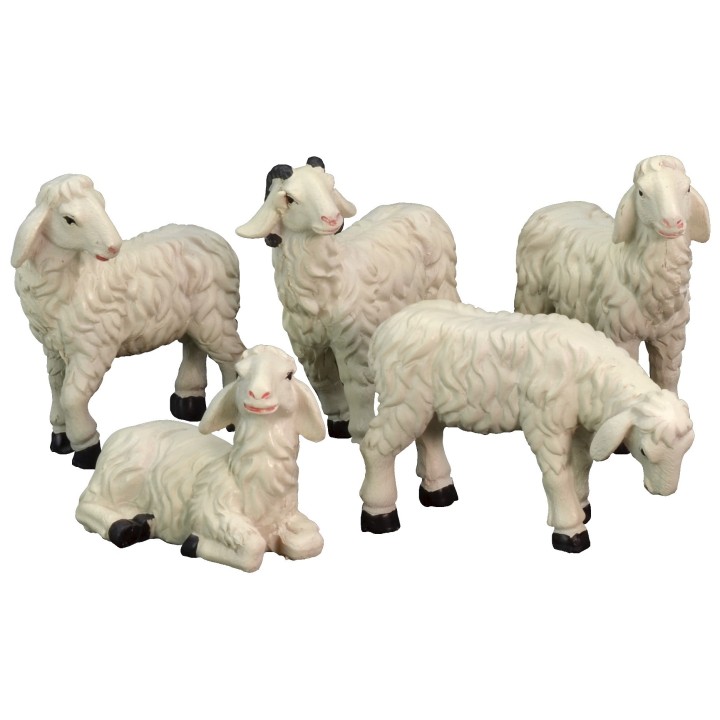 Set 5 pecore in resina per statue da 15 cm