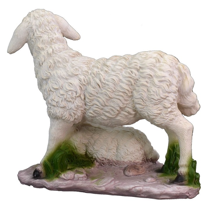 Pecora con agnello in resina per statue da 40-45 cm