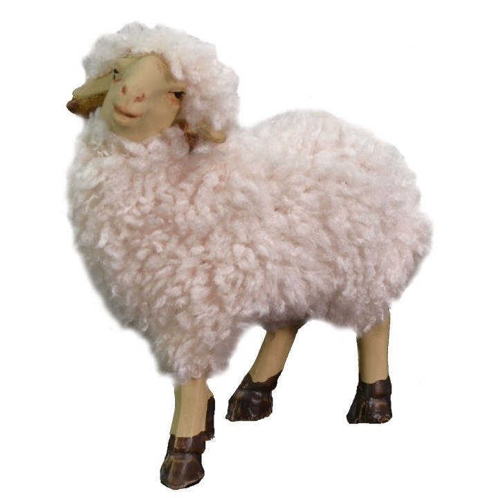Conjunto de 2 ovejas de resina con lana para estatuas de 10-12