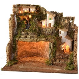 Presepe illuminato con cascata cm 45x30x37,5 h