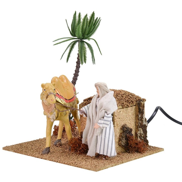 Arab shepherd with double movement camel 12 cm