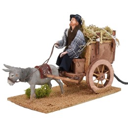 Granjero en el carro con burro de doble movimiento serie 12 cm