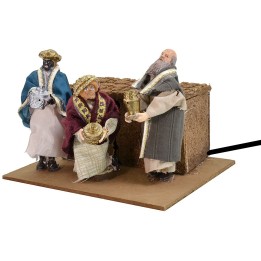 Tres Reyes Magos con doble movimiento de 12 cm